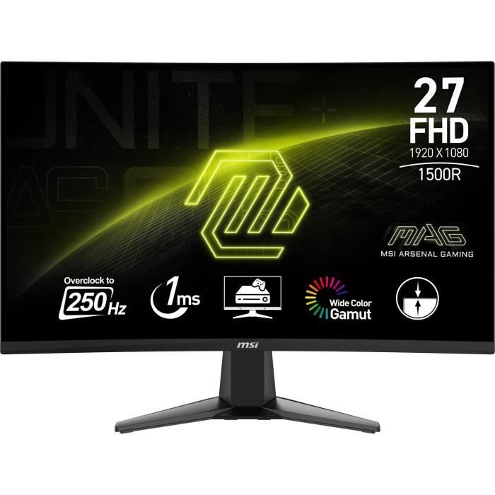 Monitor da gaming - MSI - 27'' curvo 1500R - QHD - 1ms - 250Hz - HDR Ready - Sincronizzazione adattiva - Compatibile VESA