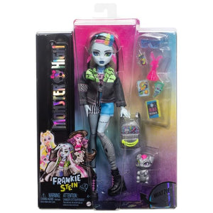Monster High-Frankie Stein Doll-Bambola con animali e accessori HXH73