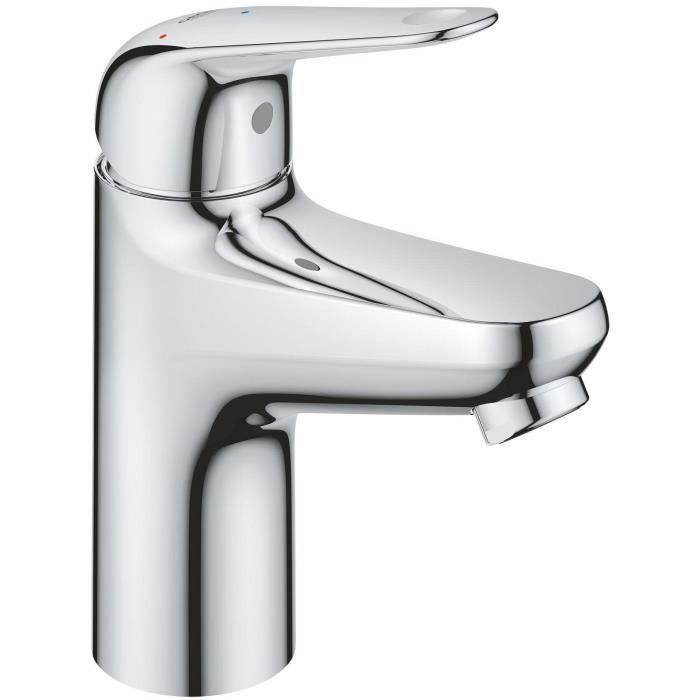 Miscelatore monocomando lavabo - GROHE Swift - 24323001 - Cromo - Taglia S - Apertura acqua fredda - Risparmio idrico - Scarico click-clack
