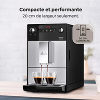 MELITTA F230-101 - Macchina caffè Purista - Espresso automatico con macinacaffè - 1450W - Serbatoio acqua 1,2L - Argento