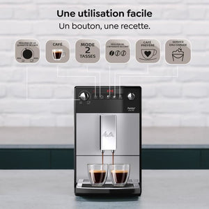MELITTA F230-101 - Macchina caffè Purista - Espresso automatico con macinacaffè - 1450W - Serbatoio acqua 1,2L - Argento