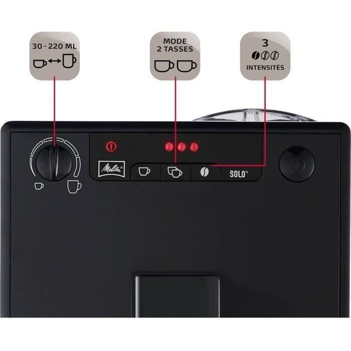 MELITTA E950-222 Macchina per caffè espresso automatica con macinacaffè Solo Caffeo - Nero puro