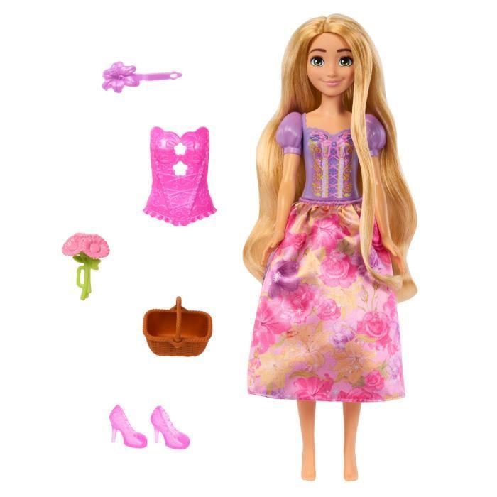 Mattel-Principesse Disney Spin & Reveal-Raperonzolo bambola con sorprese HTV86
