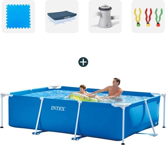 Piscina Intex - Set completo - 260x160x65 cm - Incluso tegami per piscina - Copertura - Pompaggio - Giocattoli da immersione