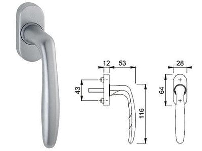 MANIGLIA MARTELLINA HOPPE ROISSY CROMO SATINATO MANIGLIE PORTE FINESTRE
