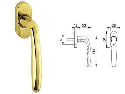 MANIGLIA MARTELLINA HOPPE ROISSY DK OTTONE LUCIDO MANIGLIE PORTE FINESTRE PZ. 2