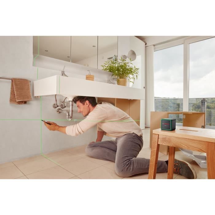 Linee laser Quigo verde (fornito con 2 batterie, diodo laser verde, portata: 12 m, in scatola)