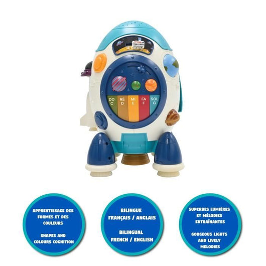 Lexibook - Il mio razzo con proiettore stellare - Conoscenza dello spazio, quiz, musica... (francese)