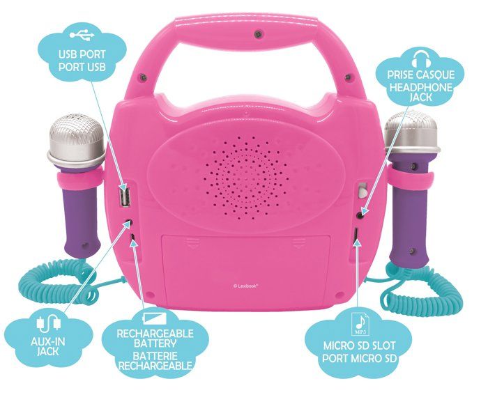 LEXIBOOK - Altoparlante Bluetooth Unicorno - Effetti di luce, microfoni e batteria ricaricabile