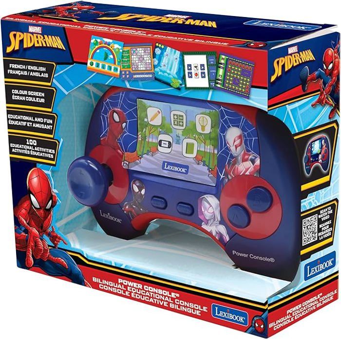 LEXIBOOK - Console educativa bilingue francese/inglese - Spiderman, schermo LCD da 2,8 pollici - blu/rosso -JCG100DPi1
