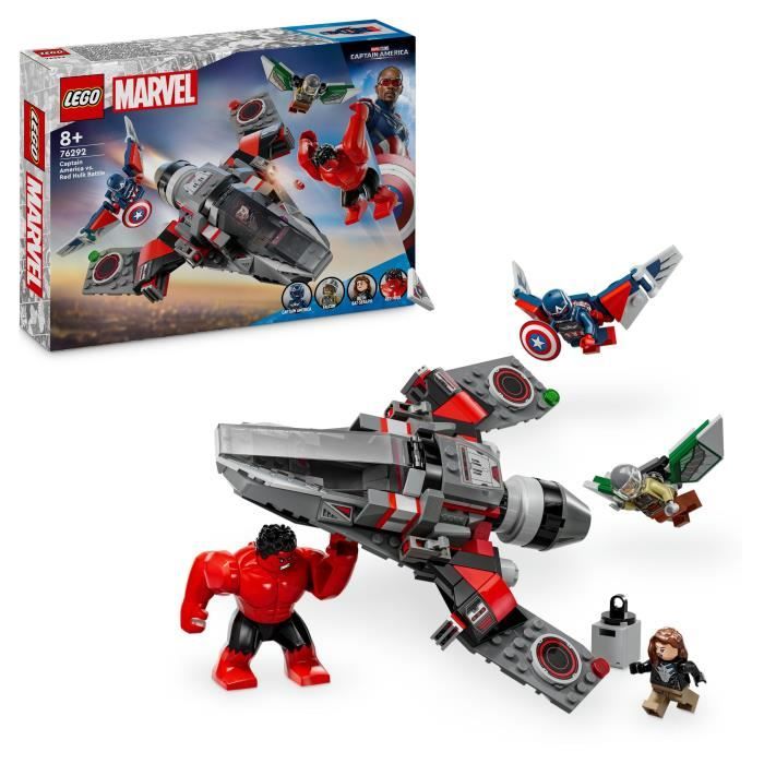 LEGO Marvel 76292 Captain America vs Hulk Rosso - Aereo da caccia costruibile