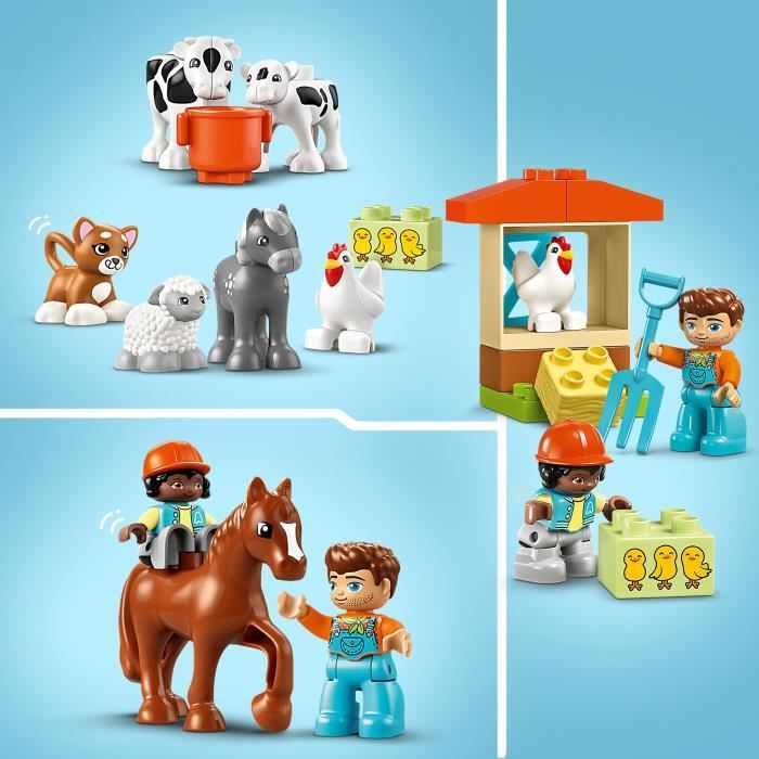 LEGO DUPLO La Mia Città La Cura degli Animali della Fattoria, Giocattolo Educativo per Neonati, Casa, Minifigure di Cavalli, 10416