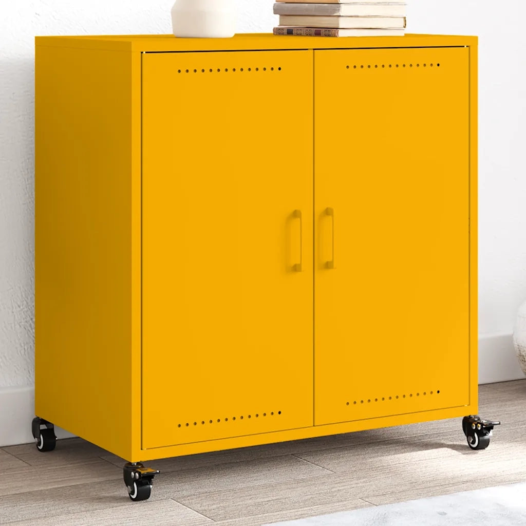Credenza Giallo Senape 68x39x72 cm in Acciaio 846659