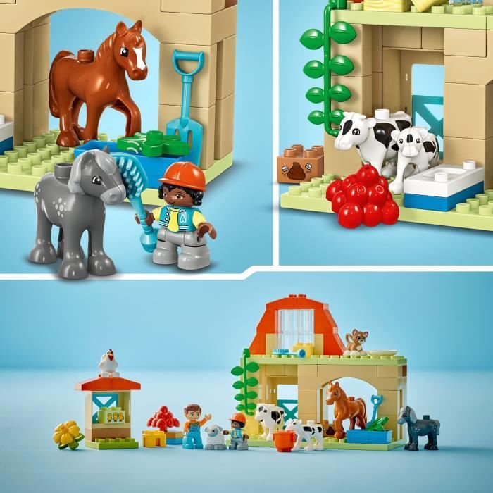 LEGO DUPLO La Mia Città La Cura degli Animali della Fattoria, Giocattolo Educativo per Neonati, Casa, Minifigure di Cavalli, 10416