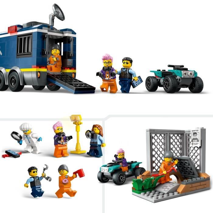 LEGO City 60418 City Il laboratorio mobile di scienze forensi, quad giocattolo, regalo per bambini dai 7 anni e minifigure