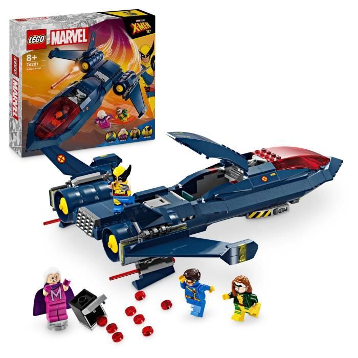 LEGO 76281 Marvel The X-Men's X-Jet, aereo giocattolo, caccia con minifigure del supereroe: Wolverine