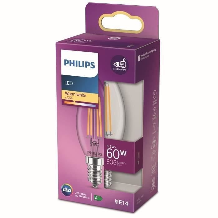 Lampadina LED Philips Equivalente 60W E14 Bianco caldo Non dimmerabile, Vetro