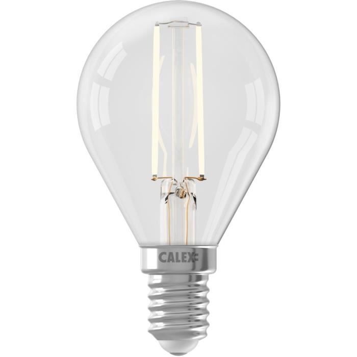 Lampadina LED E14 - CALEX - BALL P45 - Filamento dritto - 3,5 W - 250 lm - 2700 K - Dimmerabile - Trasparente