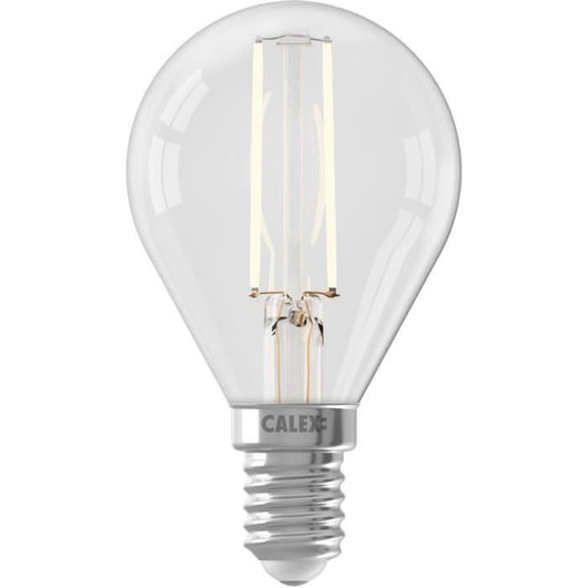Lampadina LED E14 - CALEX - BALL P45 - Filamento dritto - 3,5 W - 250 lm - 2700 K - Dimmerabile - Trasparente