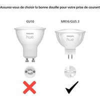 Lampadina connessa - PHILIPS HUE - MR16 - Luce bianca - Compatibile con Bluetooth - Confezione da 2 - Funziona con app e comando vocale