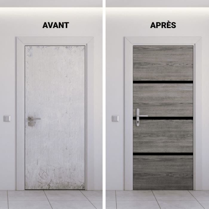 Kit Ristrutturazione Porta - NORDLINGER PRO - 4 Lastre 85 x 50 cm & 3 Profili Neri 85 x 2 cm - Rovere Greige