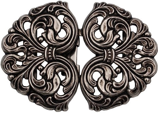 Chiusura schienale dirndl con fermaglio metallico 58mmx42mm, made in Germany, (1 pezzo)