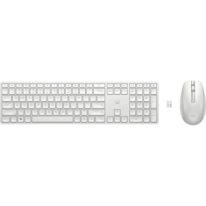 HP 650 - set tastiera e mouse - AZERTY francese - bianco