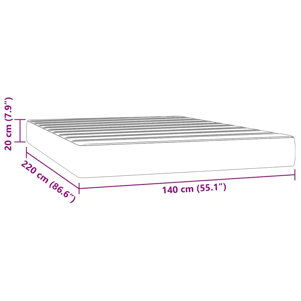 Materasso a Molle Insacchettate-Materasso per letto Rosa 140x220x20 cm in Velluto