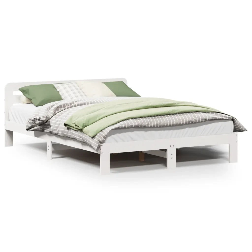 Letto senza Materasso Bianco 140x200 cm Legno Massello di Pino 855550