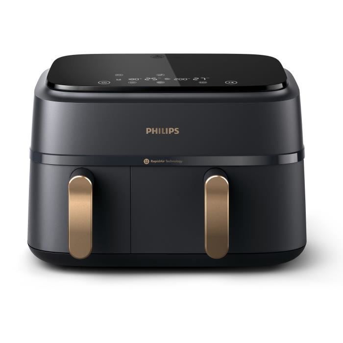 Friggitrice senza olio - PHILIPS - NA352/04 - 9L - Doppio cestello - Touch screen + Accessori - Nero