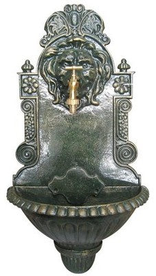 FONTANA IN GHISA LEONE ANTICHIZZATA CON RUBINETTO COLORE VERDE O GRIGIO