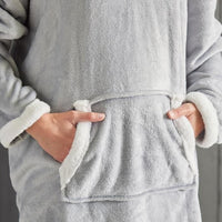 Felpa scozzese in pile - TODAY - Maniche lunghe e tasca - 70 x 87 cm - Grigia