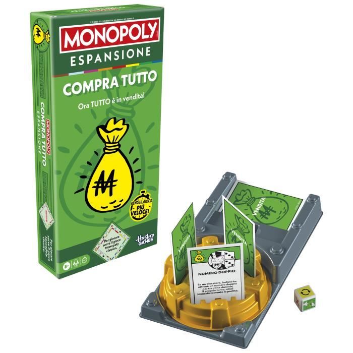 Espansione Monopoly Tutto è in vendita, rende il classico gioco Monopoly più divertente e veloce, giochi da tavolo, 2-6 giocatori, 40