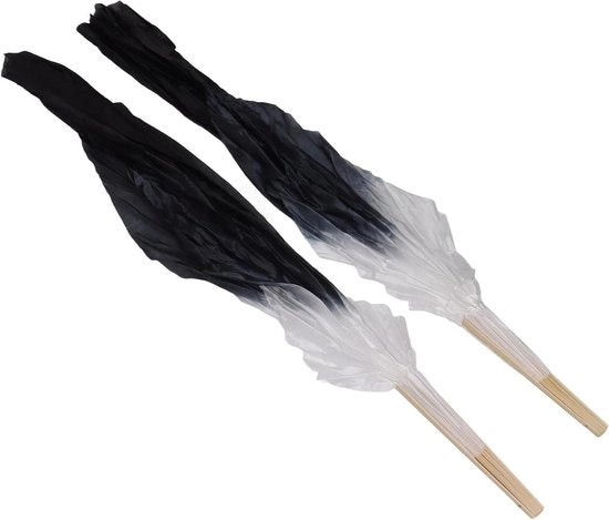 Ventilatore da Ballo Classico Portatile 1 Paio Grigio Nero Abdominal Dance Pelle Lunga Mod.