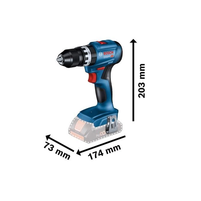 Draccusio Drill Bosch Professional GSB 18V-45 +2 2.0AH batterie + Gal 18V-20 Caricatore, L-Case Pick & Click, 82pcs.