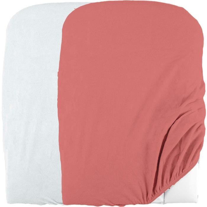 Domiva Set 2 fodere fasciatoio - 50 x 75 cm - Spugna in policotone - Bianco/Terracotta