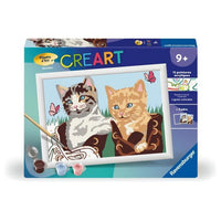 CreArt Kids 18x24cm, Dipingi con i numeri, Gattini e scarpe, Kit di pittura con i numeri, Età 7+, 25528, Ravensburger