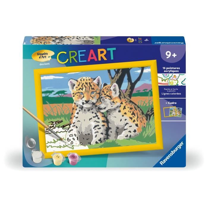 CreArt Kids 18x24cm Piccoli leopardi, Kit di pittura con i numeri, Età 9+, 25832, Ravensburger