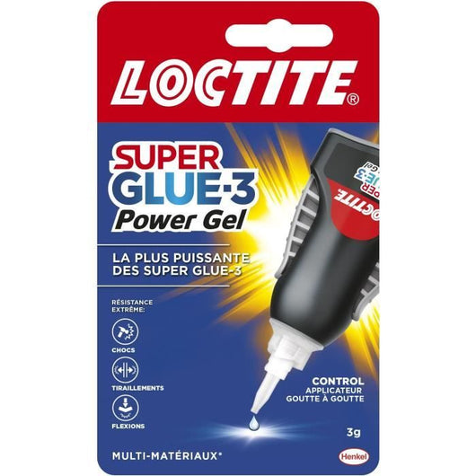 Colle cianoacrilate - LOCTITE - SUPERGLUE-3P - Power Gel Control - Tubo 3g