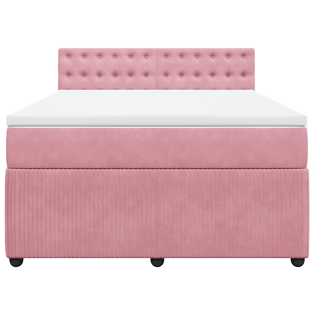 Giroletto a Molle con Materasso Rosa 140x190 cm in Velluto 3290051