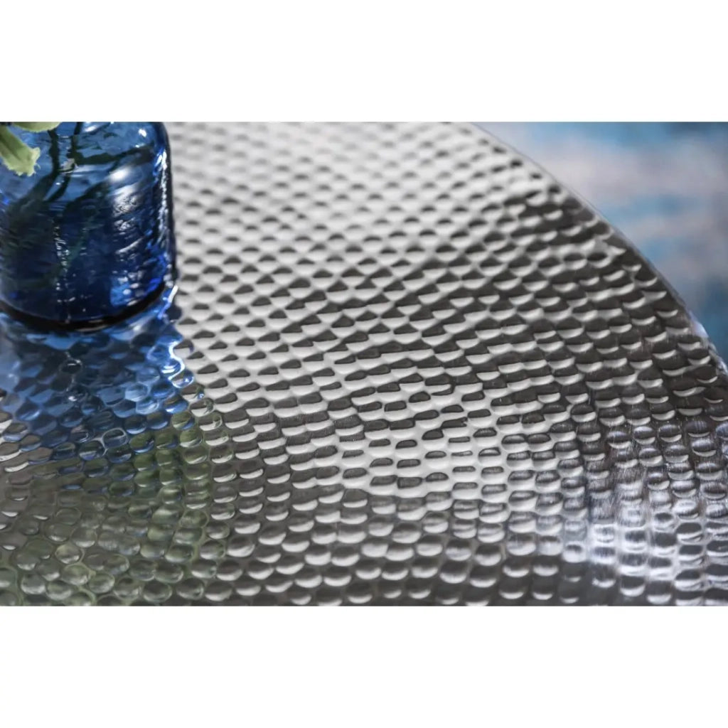 Tavolino basso TRIANE 70 cm argento martellato - Alluminio lucido effetto colpi di martello