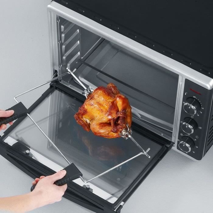 Calore del forno mini Severin to2058 Ruota 42 L, pietra per pizza e curve, forno posabile 1.800 W, timer 120 min, acciaio nero/inossidabile
