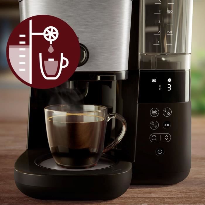 Caffettiera a filtro con macinacaffè integrato - PHILIPS - HD7888/01 - Fino a 10 tazze - 1,25 L - Nero / Argento