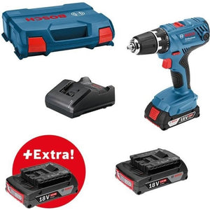 Bosch Professional GSR 18V-21 + 3 batterie GBA 18V 2.0AH + Caricatore GAL 18V-20, consegnato in L-Case-0615990L888888