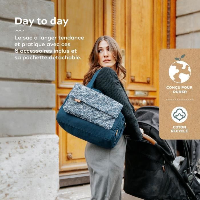 Borsa fasciatoio Day to Day Babymoov - Trendy e funzionale, Capacità 23 L, Molte tasche, 6 Accessori inclusi, Palmo