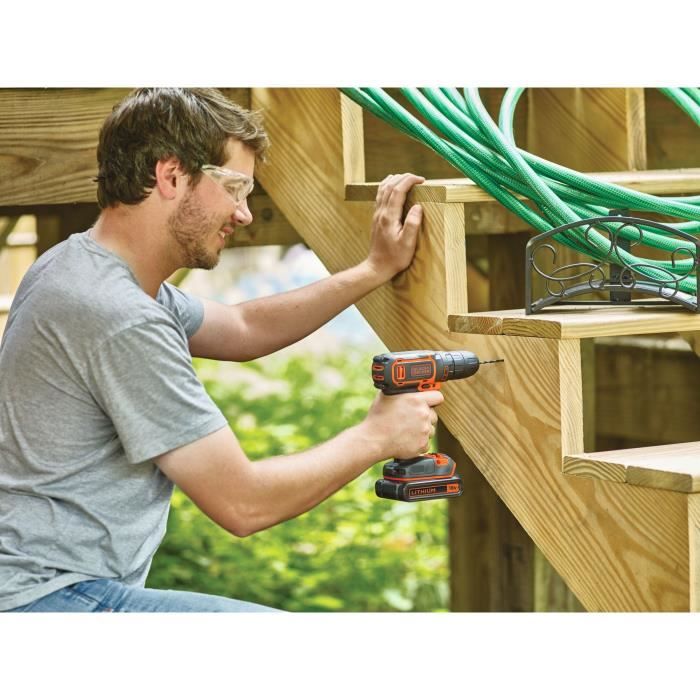 BLACK & DECKER BDCDC18BAFC - Trapano avvitatore - Batteria Li Ion 2x18 V + 80 accessori - Arancione