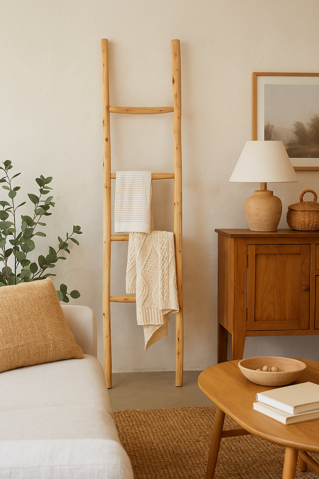 Biscottini Scala portasciugamani in legno finitura naturale