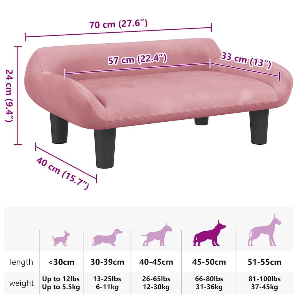 Cuccia per cani a forma di cesto comoda 70 x 40 x 24 cm in velluto rosa 02_0042795