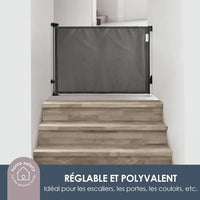 Barriera di sicurezza retrattile extra alta - DREAMBABY - da 60 a 140 cm H90 cm - Nero