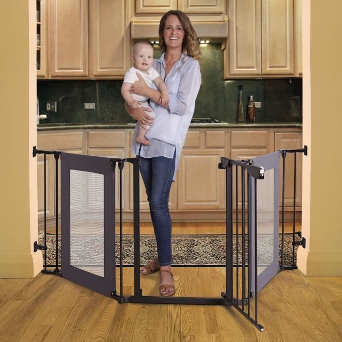 Barriera di sicurezza - DREAMBABY - DENVER - 3 pannelli - 85,5-200 x 74 cm - Bidirezionale - Nera